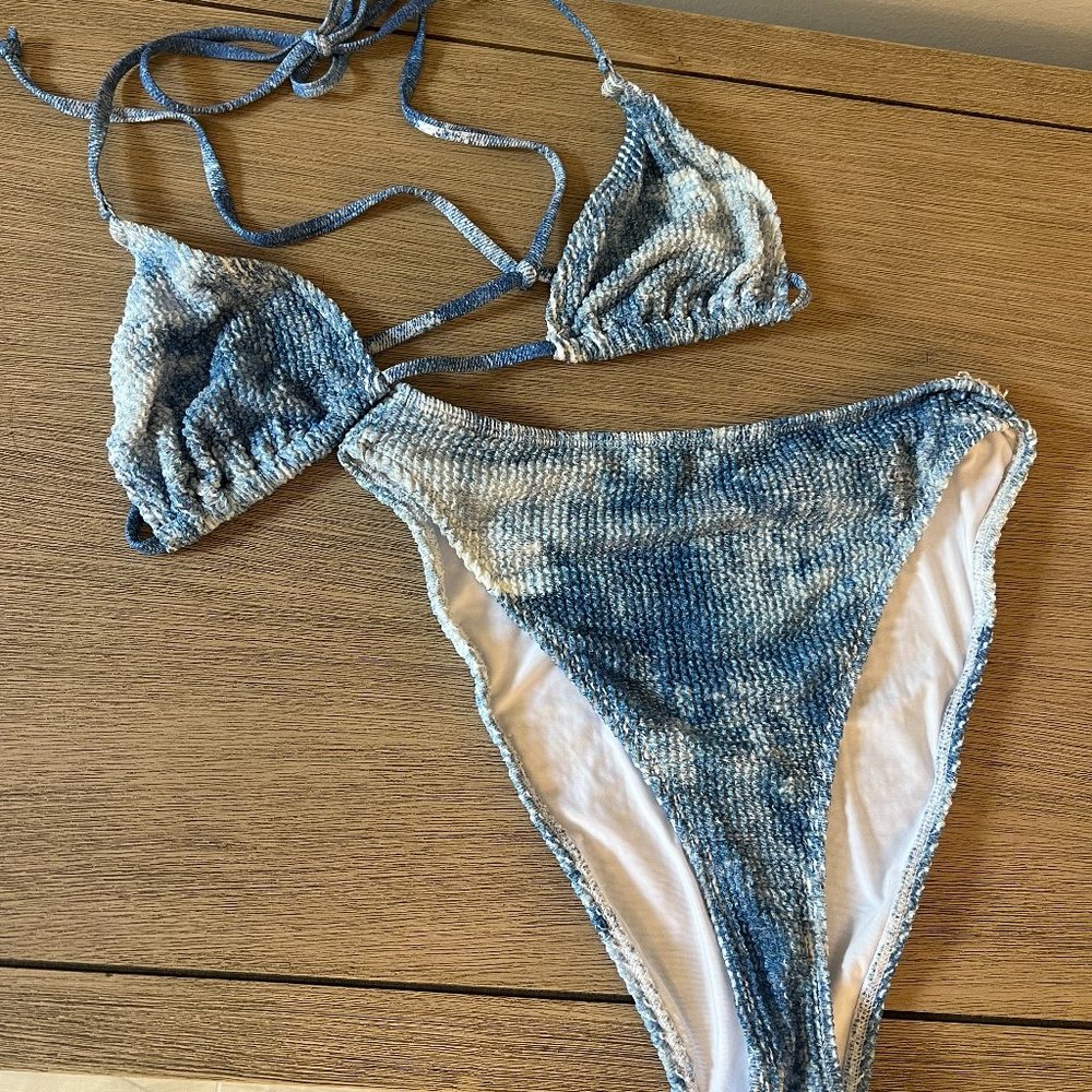 Good American Swim: Always Fits Set in Indigo Tie Dye